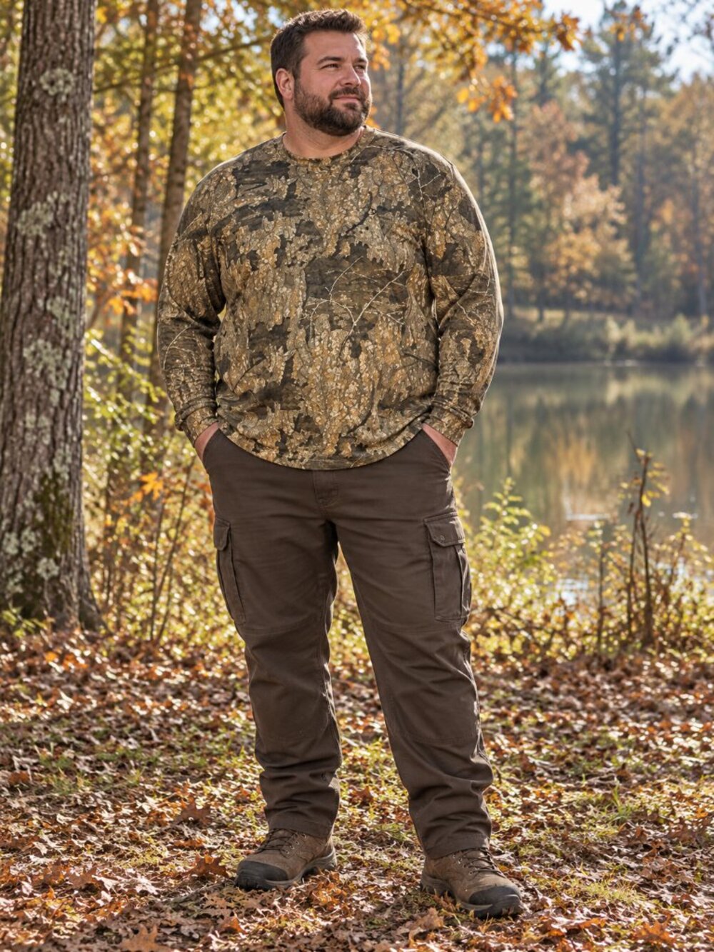 Magellan Outdoors Primos Men’s 2XL Long Sleeve Camo Hunting Shirt qm